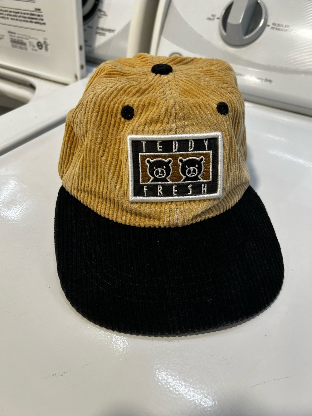 TEDDY FRESH Brown and Black Corduroy TWO TEDS Adjustable Strap Adult Hat Cap